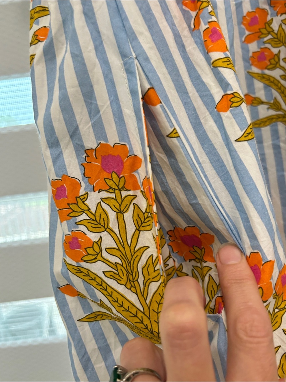 THML Blue and Orange Striped Floral Maxi Dress 100% Cotton - Picture 6 of 8